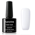 KANORINE Vernis Semi Permanent Vernis à ongles gel UV/LED, Blanc/blanc pur/blanche Couleur Naturel French Gel White color Gel Nail Polish Art Soak Off 10ml