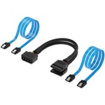 SABRENT kit de connexion pour SSD/Disque dur SATA [Molex 4 broches vers 2 câbles SATA 15 broches (doubleur d’alimentation) + 2 câbles Data SATA (CB-SDSP)