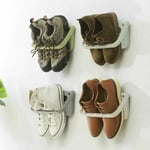 Support de chaussure mural pliable, étagère suspendue pour le rangement des chaussures, lot de 4 pièces en couleur grise. - Ulisem