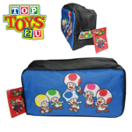 Super Mario Bros Blue Toad School Pencil Case Zip Up for Stationary