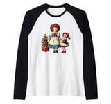 Raggedy Ann Dolls and a Small Christmas Tree Raglan Baseball Tee