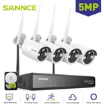 5MP Kit de vidéosurveillance WiFi 4 Caméras Sans Fil Système de Caméra de Sécurité Audio Vision Nocturne,1TB - Sannce