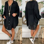 Women'S Shirt Long Sleeve Plus Size Linen Shirt Women White Button Down Shirt Loose Casual Cotton Blouse Womens Tops And Blouses Shirts Blusas-Black_4Xl