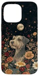 iPhone 14 Pro Max Miniature Schnauzer Moon Flowers Cottagecore Dog Mom Case