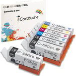 7 Cartouches d'encre Compatible pour Canon PGI-580 XXL CLI-581 XXL (2BK 1PBK 1C 1M 1Y 1PB) Pixma TS8150 TS8151 TS8152