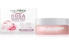 Equilibra Visage, Rose Hyaluronique Crème Visage Anti-âge à Base d'extrait de Rose Damas et d'Acide Hyaluronique, Hydratant et Lissage, Absorption Rapide, Non Grain, 50 ml