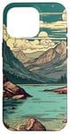 Coque pour iPhone 16 Pro Rocky Mountain Lake Vintage Paysage graphique