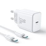 NEXTBATT 20W hurtiglader PD + 60W USB-C-kabel, 1m - Hvit