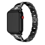 Apple Watch 41mm Series 9 Smalt länkarmband med glittrande stenar, svart