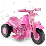 DREAMADE 6V Moto Électrique pour Enfant 3+ Ans, Voiture à Bulles avec Musique & Klaxon & Phares LED, 36 x 81 x 43 cm, Marche Avant & Arrière 2,5km/h, Charge Max. 30KG (Rose)