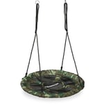 Relaxdays - Nid d'oiseau balançoire, camouflage, pour enfants & adultes, jusqu'à 100 kg, rond, ø 90 cm, vert foncé