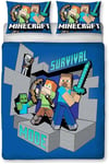 Minecraft Survive Double Duvet Cover Reversible Bedding Set Alex Steve Creeper