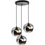 3 Luminaires Suspensions Globe E27 Lampe Suspension Moderne Abat-jour en Métal pour Salle à Manger Chambre Couloir Noir