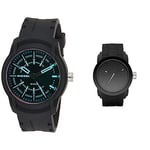 Diesel Montre pour Homme Armbar Silicone, Boîtier en Polycarbonate Noir de 45 mm avec Bracelet & Montre pour Homme Double Down S44, Boîtier en Polycarbonate Noir de 44 mm avec Bracelet