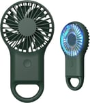 Super Mini -tuuletin, kannettava ja kannettava USB-ladattava tuuletin koukulla, pieni ja hiljainen, kaunis led-valo, 3 säädettävää nopeutta (army Green)