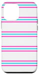 Coque pour iPhone 12 mini Blanc Rose Bleu rayé Girly Esthétique Preppy Stripe