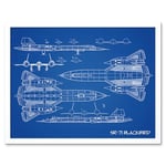 Artery8 SR-71 Blackbird Habu US Aircraft Spy Plane Blueprint Plan Art Print Framed Poster Wall Decor 12x16 inch