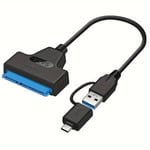 SATA USB 3.0+Type-C Kaapeli, 2-in-1 USB C SATA Sovitin 2.5 tuuman Kovalevylle, SATA III Kaapelin Muunnin Kannettavalle HDD SSD:lle, Tukee UASP.