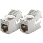 deleyCON 2x CAT6a MINI Keystone Jack Module Câble Patch Câble Réseau Connecteur 30 mm (3 cm) de Long Blindage STP Prise RJ45 Prise Réseau Panneau de Brassage Support Pour Keystone Extension