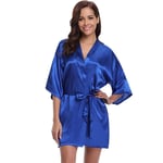 GROPC Robe De Chambre Satin Femme,Saint Valentin Lingerie Sexy Courte Soie Soyeuse Babydoll Robe Robe Peignoir Kimono Chemises Vêtements De Nuit Homewear pour Cadeaux Ami,Bleu Royal,S