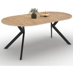 Idmarket - Table à manger extensible ronde alix 4-10 personnes pied araignée bois et noir 110 - 200 cm