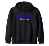 Irritable Bowel Syndrome IBS Awareness Blue Ribbon Heartbeat Zip Hoodie