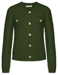 Veste Femme Automne Hiver Col Rond Cardigan Femme Manches Longues Elégant Automne Loisirs XL Vert Armée -8