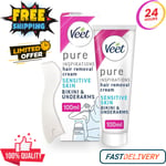 Veet Pure Hair Removal Cream Bikini & Underarm Sensitive Skin 100ml each Body Cu