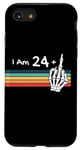 Coque pour iPhone SE (2020) / 7 / 8 Skull Vintage Sunset, I'm not 25, I am 24 plus Middle Finger