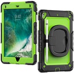 Silicone Case for iPad 6th Generation, Compatible with iPad Pro 9.7, iPad Air 2, Triple Protection Silicone Case with Stand/Grip/Pen Holder/Shoulder Strap Green PC