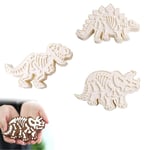 Dinosaur Cookie Cutters Set, 3 Pcs Kitchen Dinosaur Cookie Cutters, Kitchen Dinosaur Cutters, Fossil Cutters, Cookie Cutters, Jurassic Park Cookie Cutters, Plastic Mold, Reusable, for Kitchen (Beige)