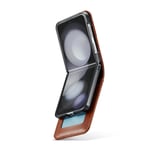 Mobique Samsung Galaxy Z Flip 6 Plånboksfodral i Äkta Läder, cognac