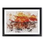 Big Box Art The Orange Sunset Watercolour Framed Wall Art Picture Print Ready to Hang, Black A2 (62 x 45 cm)