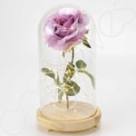 Extra Large Enchanted Lavender Rose in Glass Dome Bell Jar with LED Lights