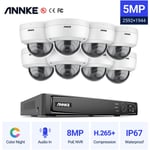 5MP Kit de vidéosurveillance poe nvr avec 6 Caméras Smart ir night vision détection humaine caméra de surveillance extérieure - 2TB - Sannce