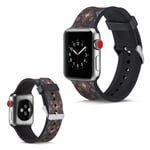 Apple Watch Series 5 44mm naamioitu silikoninen kellonauha - Kukka Ja Musta