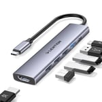 LENTION Hub USB C Multiport Adaptateur avec Charge PD 100W, 4K HDMI, 4 Ports de Données USB-A, Hub Type C pour MacBook Pro 2024-2016, Nouveau Mac Air, iPhone 15/16 Plus Pro Max, etc (CH17 Gris)