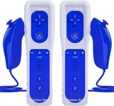 2 Pièce Manette de Wii avec Manette Nunchuck,Contrôleur de Wii Télécommande Controller Pour Wii Remote Motion Plus Intégré avec Contrôleur Nunchuk Étui en Silicone Dragonne pour Wii