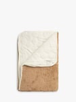 The Little Tailor Baby Reversible Sherpa Fleece Quilted Baby Blanket, Tan Brown