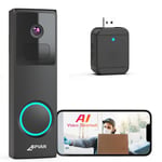 CPVAN Video Doorbell Wireless with Chime - 1080P FHD Battery Smart Doorbell Camera with AI PIR Motion Detection Night Vision, Siren Alarm, 2-Way Audio, SD & Cloud (2nd Generation)