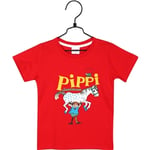 Pippi Långstrump Pippi T-skjorte Rød 110-116 cL