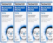 4 X SUDAFED Blocked Nose Spray -15ml-Xylometazoline Hydrochloride 