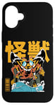 Coque pour iPhone 16 Plus Kaiju Moth Anime Manga japonais Monster City rétro