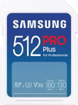 Secure Digital SDXC 512 GB Samsung PRO Plus, 180/130 MB/sek, UHS-I U3 Class10 A2 V30