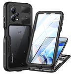 Lanhiem Coque Xiaomi Redmi Note 12 Pro (5G), [IP68 Étanche + Antichoc] 360 Protection Integrale Antipoussière Waterproof Etui Double Renforcé Avant et Arrière Housses pour Redmi Note 12 Pro, Noir