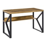 Workstation Computer Desk Table with Storage Shelf Steel Frame Black Brown