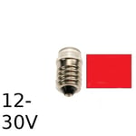 Röd LED signallampa T14x30 16lm E14 0,2W 12-30V