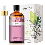 PHATOIL Huile Essentielle Rose 100 ml, Huiles Essentielles pour Diffuseur Pures Naturelles, Huile de Rose pour Aromathérapie