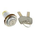 PrimeMatik - Serrure à Came batteuse Barillet 37mm x M18 avec clé Plat avec Interrupteur Jaune