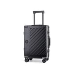 JLY 100% Polycarbonate Zipperless Luggage, Double TSA Locks Suitcase 20 inch Hardside 4 Spinner Wheels, Aluminium Alloy Handle, Flight Cabin Carry-on Travel Case. (Black)